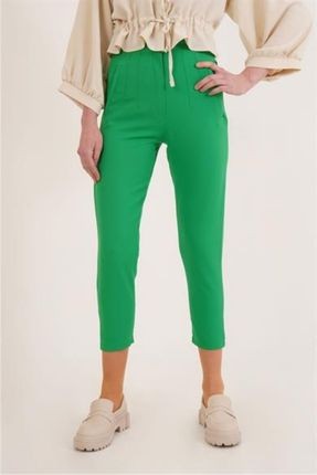 Basic Dar Paça Yeşil Pantolon